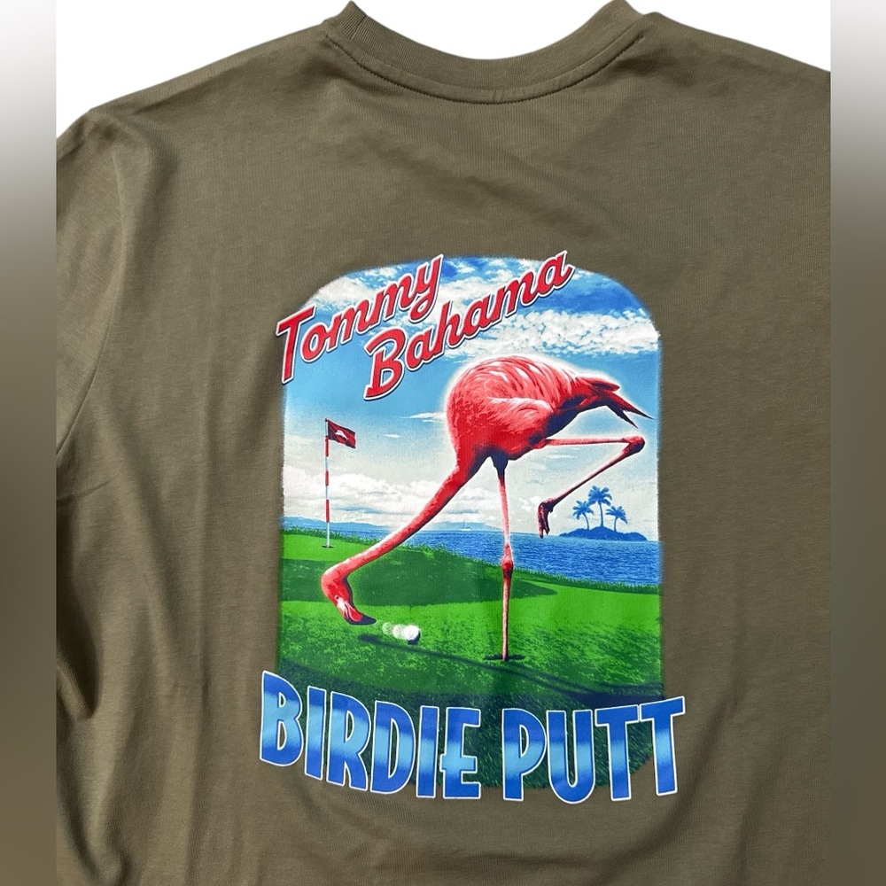 Tommy Bahama T-Shirt Men’s Size Small Birdie Putt Flamingo Golf Green Logo‎ NWTS